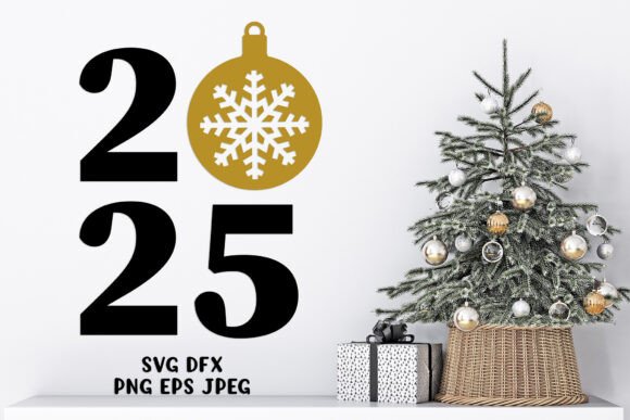 2025 Numbers with Christmas Ball SVG: Festive Graphics for Crafters