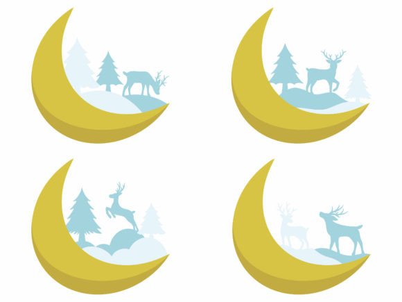 A Crescent Moon Deer Graphic for Cozy Crafts