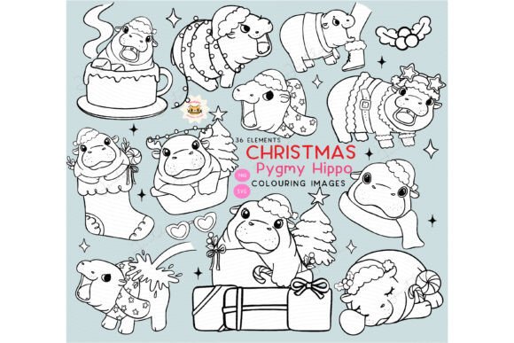 A Festive Pygmy Hippo Design for Embroidered Holiday Projects
