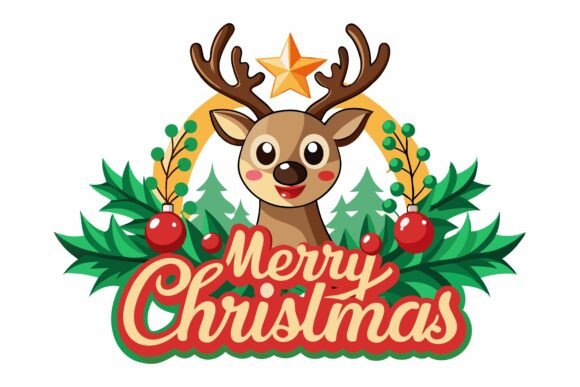 A Festive Reindeer Logo for Holiday Embroidery