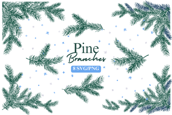A Hand-Drawn Pine Branches Graphic Design Asset