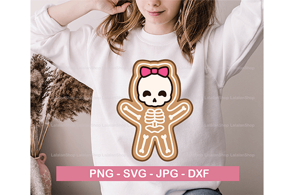 Charming Gingerbread Skeleton SVG for Festive Embroidery