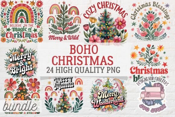 Christmas Boho Bundle: Perfect for Festive Branding Graphics