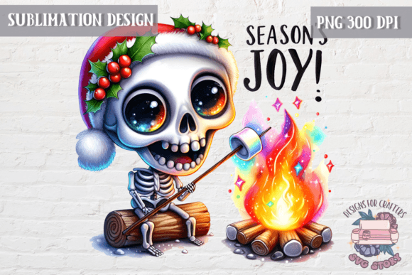 Christmas Creepy Skeleton Graphics for Holiday Illustrations