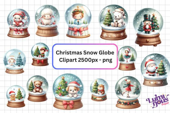 Christmas Cute Snow Globe Clipart: A Charming Graphics Set