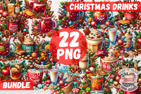 Christmas Drinks Sublimation Design PNG: A Festive Graphics Asset