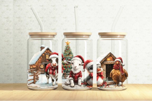 Christmas Farm 16oz Glass Tumbler Wrap: A Festive Graphics Asset