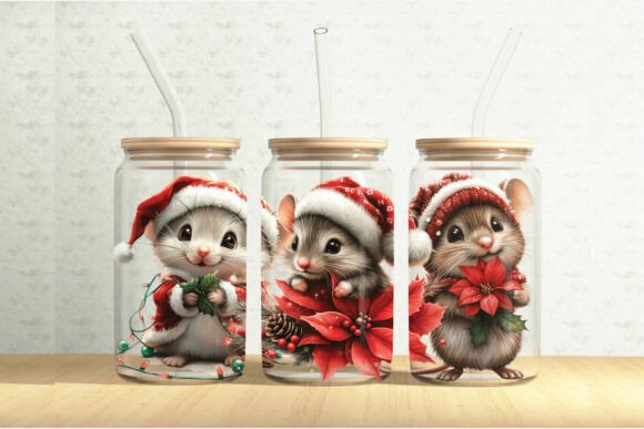 Christmas Mice 16oz Glass Can Wrap: A Festive Graphics Review