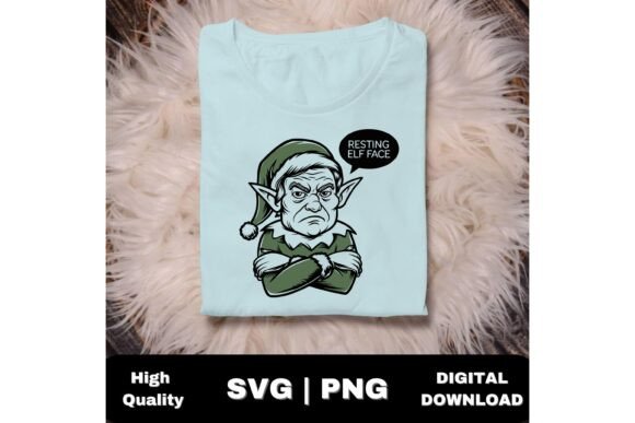 Grumpy Elf Face Christmas Holiday SVG: A Festive Graphics Must-Have