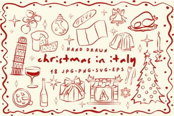 Hand-Drawn Christmas in Italy Clipart Review