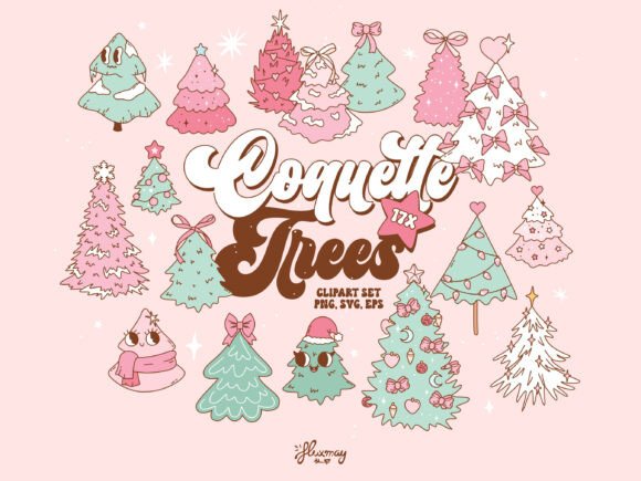 Pink Coquette Christmas Trees: A Charming Graphics Bundle