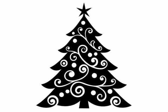 Traditional Ornamental Christmas Tree Graphics for Local Branding